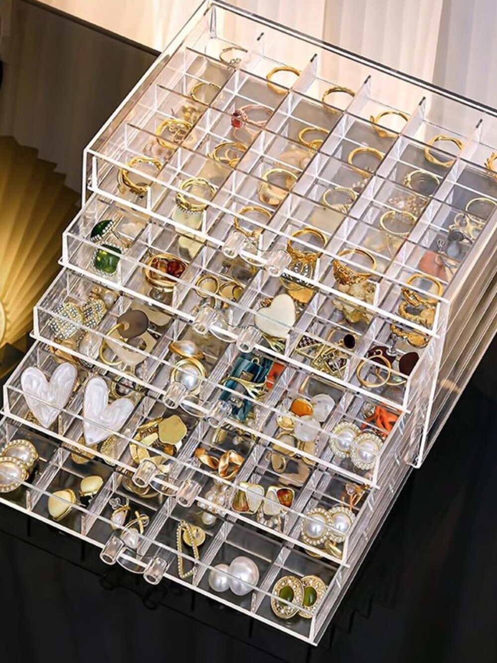 Clear Acrylic 5-Drawer Earring & Jewelry Organizer for Women